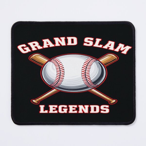 Item preview, Grand Slam Legends Baseball Design – Bold Red Typography with Bats and Ball on Black Background designed and sold by Bright Nest Studio.