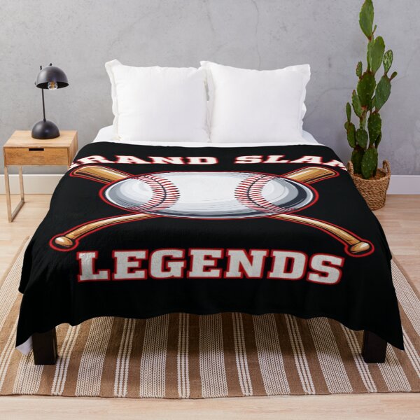 Item preview, Grand Slam Legends Baseball Design – Bold Red Typography with Bats and Ball on Black Background designed and sold by Bright Nest Studio.