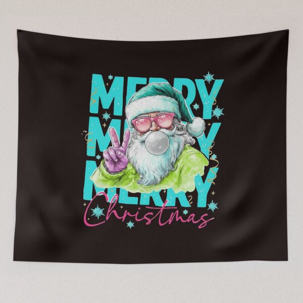 Item preview, Retro Santa Christmas Blowing Bubble, Funny Santa With Sunglasses Xmas, Vintage Merry Christmas Santa, Holiday  designed and sold by DesignDenDo ⭐⭐⭐⭐⭐.