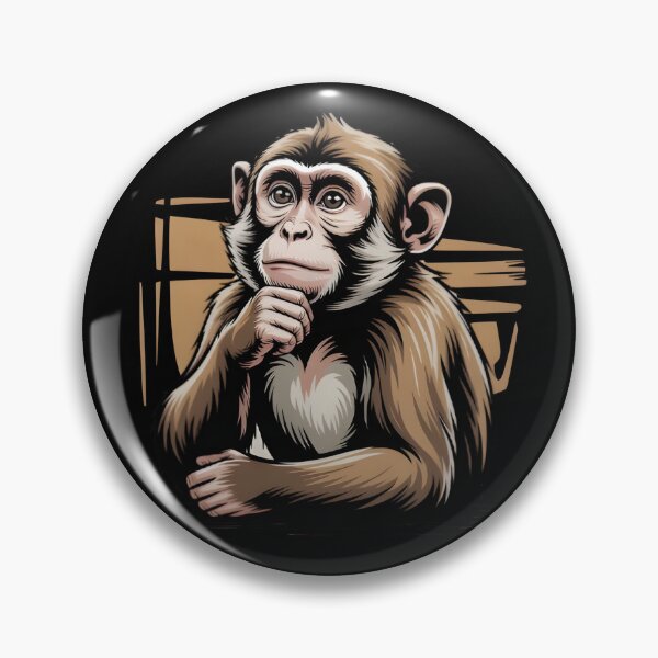 Item preview, Thoughtful Monkey Illustration Thinking Pose Art Design designed and sold by Karolina’s Cozy Creations.