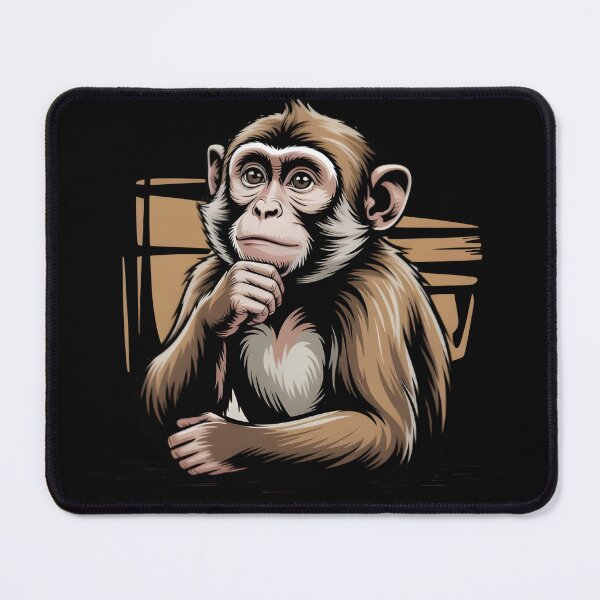 Item preview, Thoughtful Monkey Illustration Thinking Pose Art Design designed and sold by Karolina’s Cozy Creations.