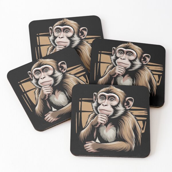 Item preview, Thoughtful Monkey Illustration Thinking Pose Art Design designed and sold by Karolina’s Cozy Creations.
