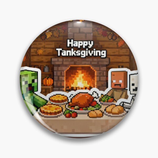 Item preview, Happy Tanksgiving Block Mobs Thanksgiving Feast Pixel Art designed and sold by Pandora´s Box.