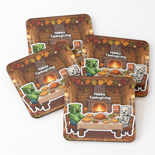 Item preview, Happy Tanksgiving Block Mobs Thanksgiving Feast Pixel Art designed and sold by Pandora´s Box.
