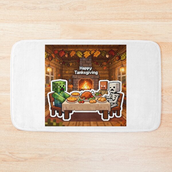 Item preview, Happy Tanksgiving Block Mobs Thanksgiving Feast Pixel Art designed and sold by Pandora´s Box.