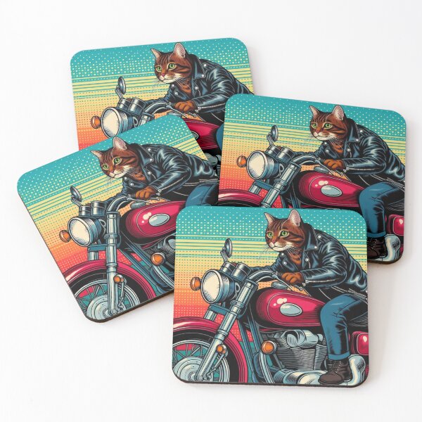 Item preview, Cute cat driving a classic motorcycle designed and sold by Dogandesighn.