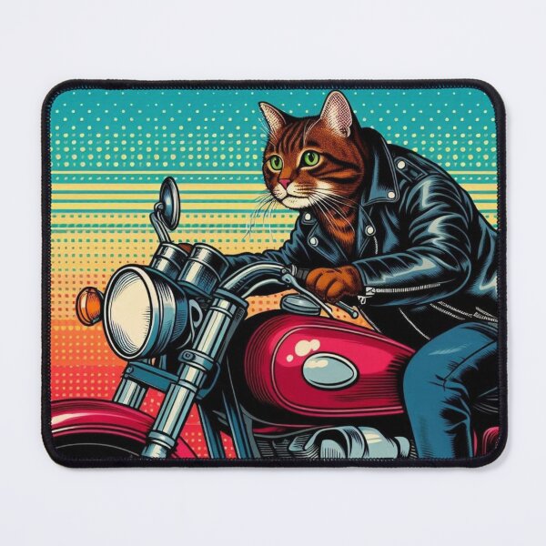 Item preview, Cute cat driving a classic motorcycle designed and sold by Dogandesighn.