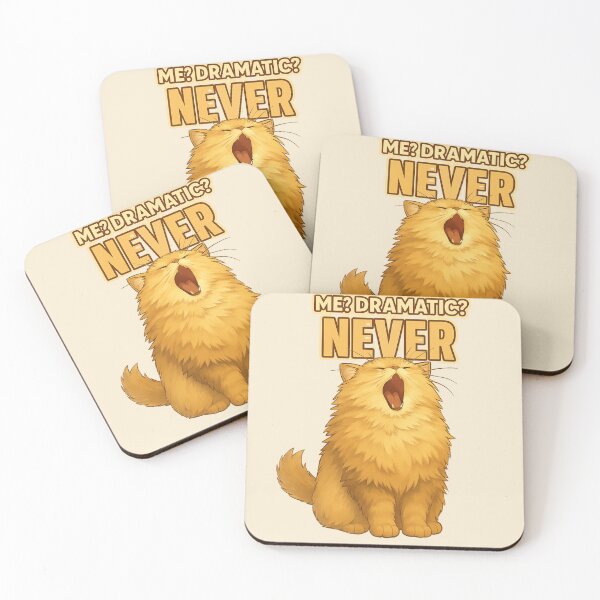 Item preview, Me? Dramatic? NEVER – Funny Fluffy Yawning Cat Illustration designed and sold by MagicMeow1.