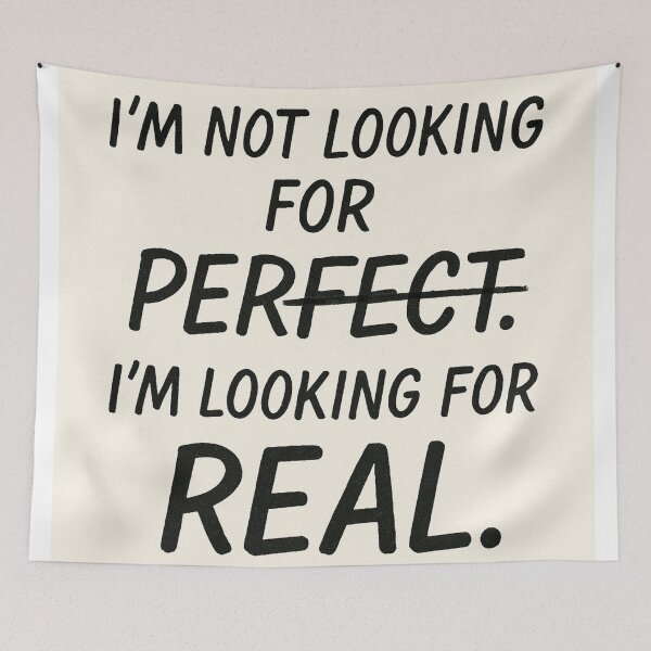 Item preview, Seeking Real, Not Perfect — Handwritten Quote designed and sold by HiteshArt111.
