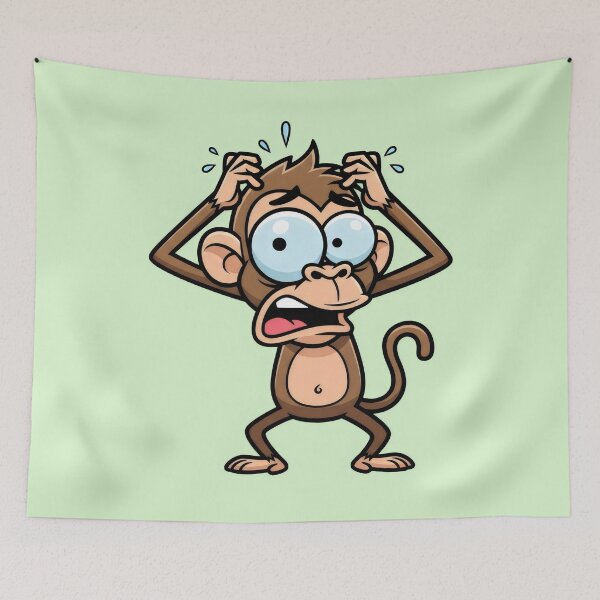 Item preview, stressed cartoon monkey with big eyes designed and sold by Animepic222.