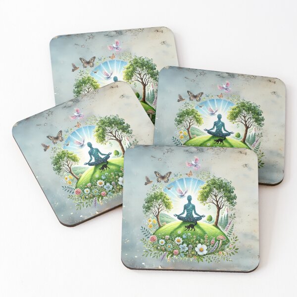 Item preview, Enchanted Meadow of Stillness with buddha and black cat designed and sold by MysticOzzy.
