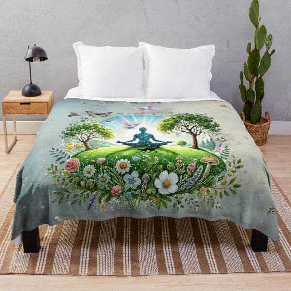 Item preview, Enchanted Meadow of Stillness with buddha and black cat designed and sold by MysticOzzy.