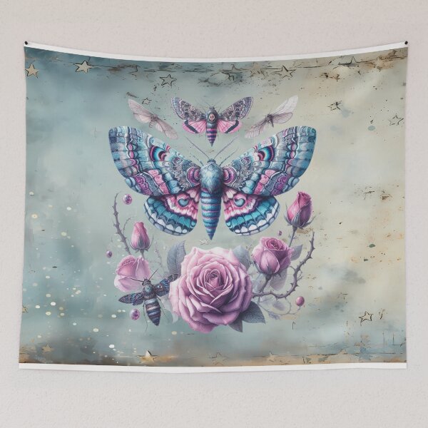 Item preview, Pink Mystical Moths and Roses: Gods Messengers designed and sold by MysticOzzy.