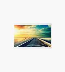 Train rail sunset Art Board