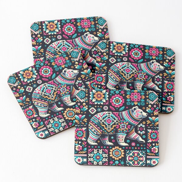 Item preview, Tribal style polar bear in the flowers designed and sold by KirstenStar.