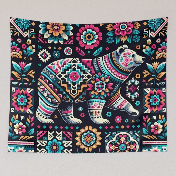 Item preview, Tribal style polar bear in the flowers designed and sold by KirstenStar.