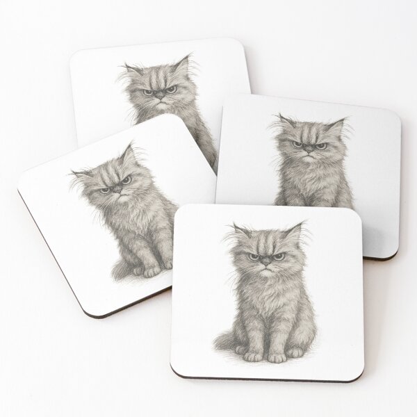 Item preview, Grumpy Sketch Cat – Angry Feline Pencil designed and sold by Nope Cats.