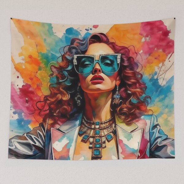 Item preview, Glamour Watercolor Muse - Bold Metallic Fashion Portrait designed and sold by AiDigitalSanctum.