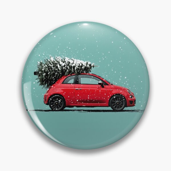 Item preview, Red Fiat 500 Abarth with Christmas Tree designed and sold by blackdogshop.