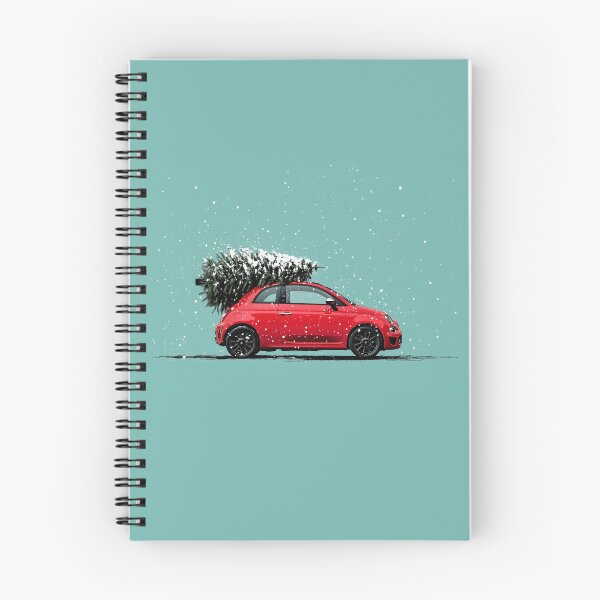 Item preview, Red Fiat 500 Abarth with Christmas Tree designed and sold by blackdogshop.
