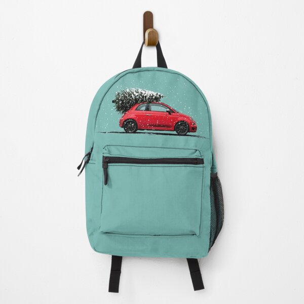 Item preview, Red Fiat 500 Abarth with Christmas Tree designed and sold by blackdogshop.