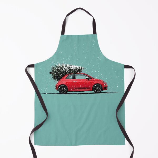 Item preview, Red Fiat 500 Abarth with Christmas Tree designed and sold by blackdogshop.