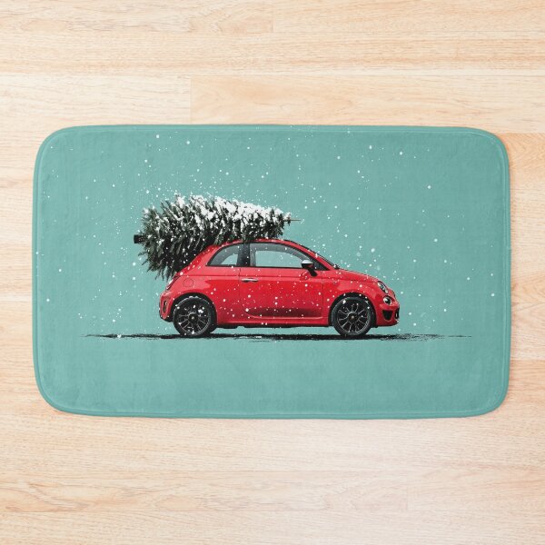 Item preview, Red Fiat 500 Abarth with Christmas Tree designed and sold by blackdogshop.