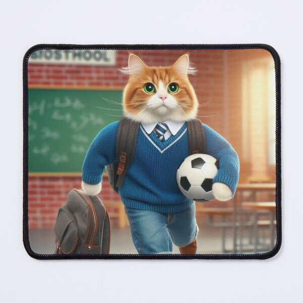 Item preview, Football-loving student cat designed and sold by Dogandesighn.