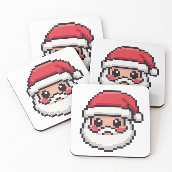 Artikelvorschau, Chibi-Pixel-Weihnachtsmannkopf – Niedliches Weihnachtsaufkleber-Design entworfen und verkauft von FriendlyKitty.