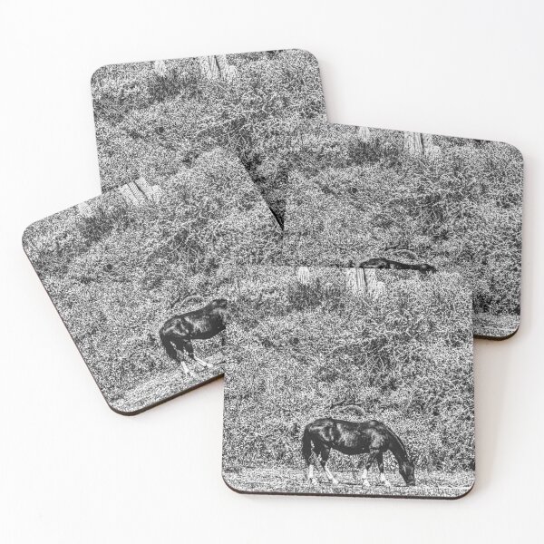 Item preview, Solitary Horse and Cactus – Black and White Humahuaca Gorge designed and sold by Keltoi-art.