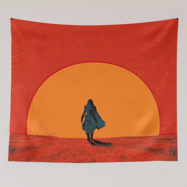 Item preview, Into the Ember Sun – Lone Explorer in Red Field designed and sold by PlanetBPop.