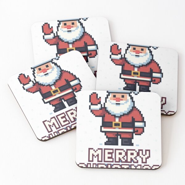 Item preview, Pixel Santa Merry Christmas Poster – Retro 8-Bit Holiday Art designed and sold by FriendlyKitty.
