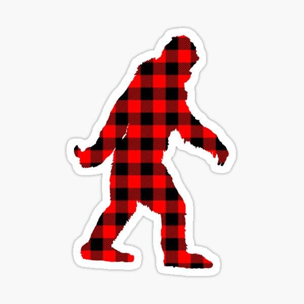 Buffalo Check Red and Black Plaid Lumberjack Sasquatch Bigfoot Silhouette Canadiana Style Sticker