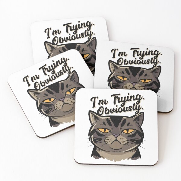 Item preview, Warui Neko – I'm Trying Obviously Sarcastic Cat Illustration designed and sold by Alahchin Art.