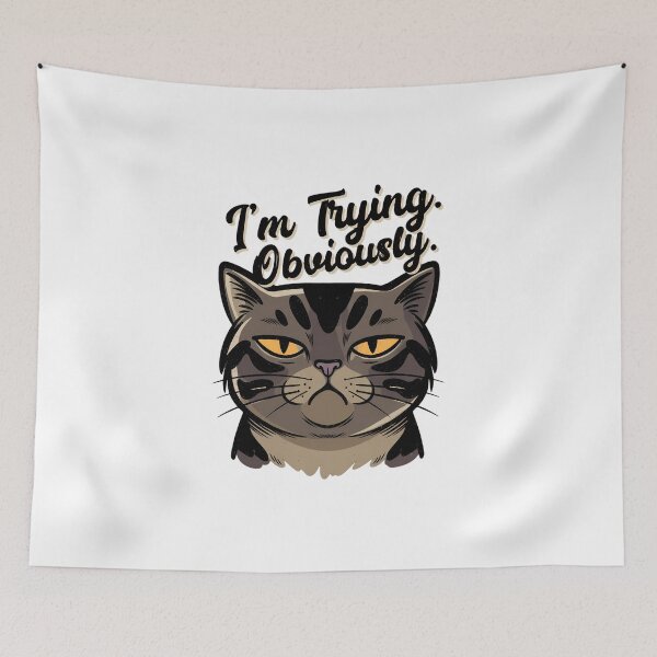 Item preview, Warui Neko – I'm Trying Obviously Sarcastic Cat Illustration designed and sold by Alahchin Art.