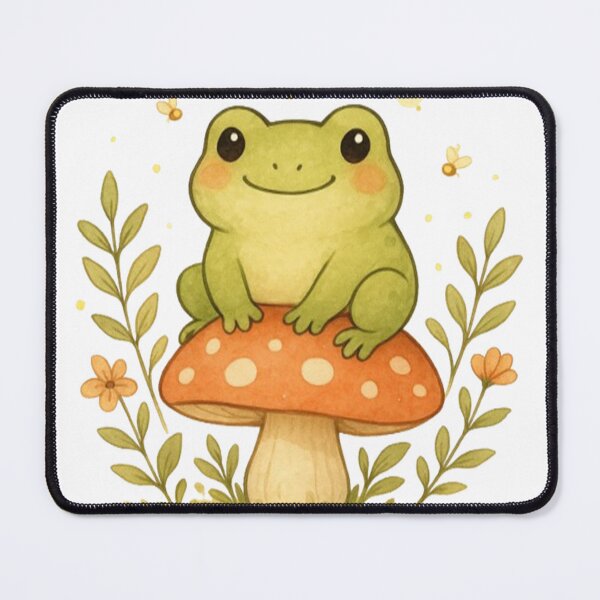 Item preview, Cute Cottagecore Frog on Mushroom – Kawaii Watercolor Nature Art designed and sold by FernandsOficial.