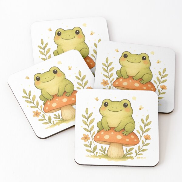 Item preview, Cute Cottagecore Frog on Mushroom – Kawaii Watercolor Nature Art designed and sold by FernandsOficial.