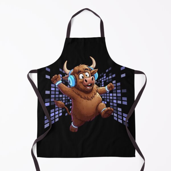 Item preview, Dancing Highland Cow with Headphones – Cute Party Cartoon Design designed and sold by Bawek85Designs.
