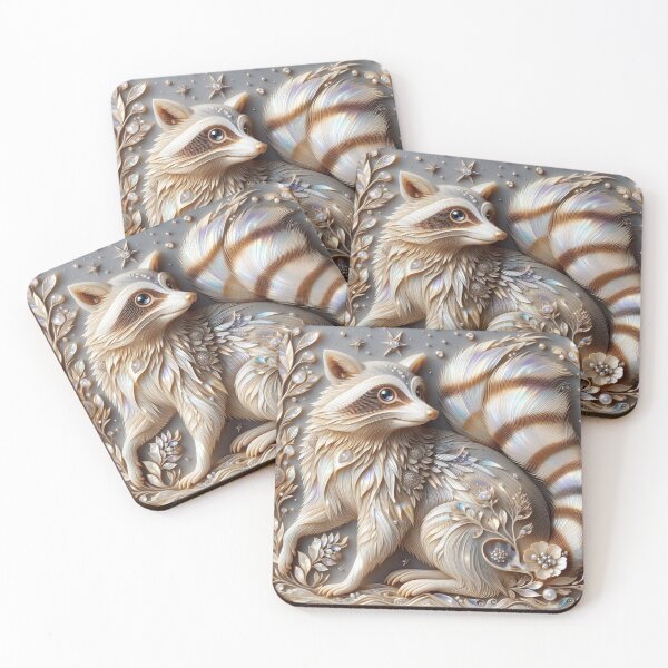 Item preview, Whimsical Raccoon with Pearlescent Fur designed and sold by purplesensation.