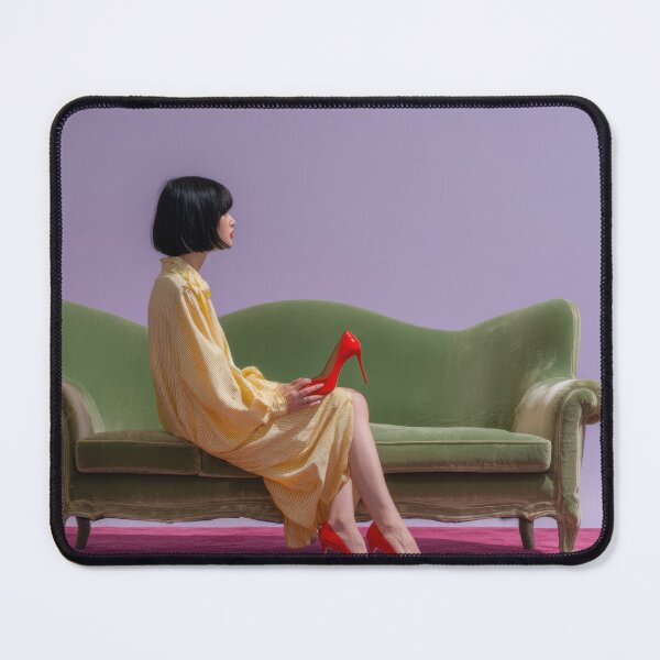 Item preview, Fashion model poses on green sofa designed and sold by anytka.