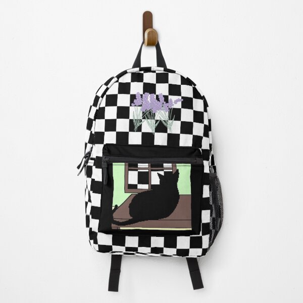 Artikelvorschau, karierter Katzenrucksack entworfen und verkauft von Luna’s Magic Shoppe.