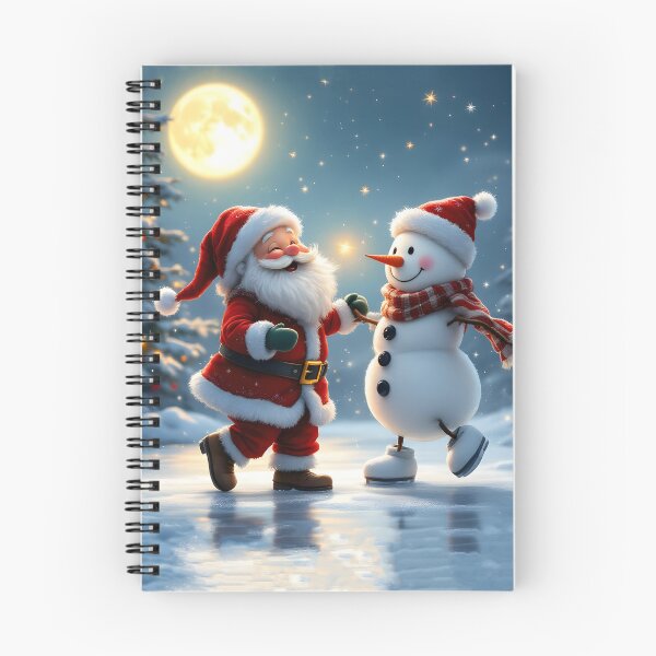 Item preview, Cute Santa and snowman dancing on ice in winter designed and sold by MarionsArt.