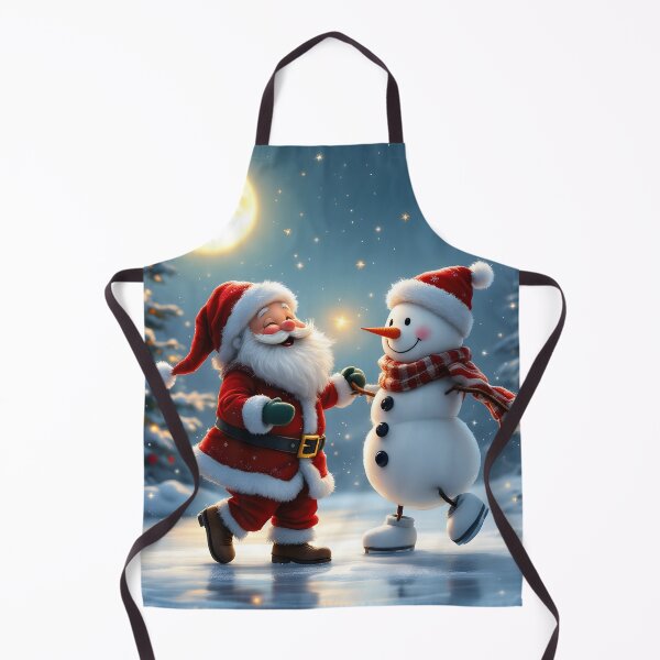 Item preview, Cute Santa and snowman dancing on ice in winter designed and sold by MarionsArt.