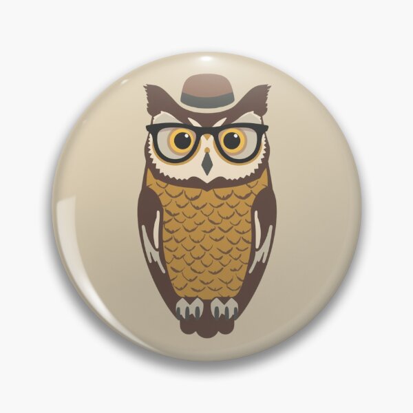 Item preview, Wise Owl Gentleman | Retro Vintage Animal Illustration with Glasses and Hat designed and sold by AM-little-shop.