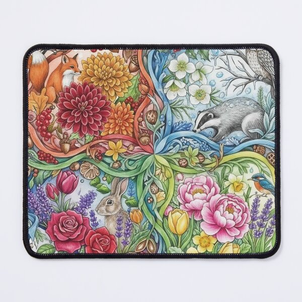Item preview, Four Seasons Forest Animals and Flowers Watercolor Illustration designed and sold by Pixel Pout.