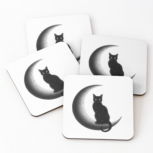 Item preview, Cat and the moon designed and sold by GiftiqueNook.