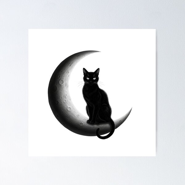 Item preview, Cat and the moon designed and sold by GiftiqueNook.