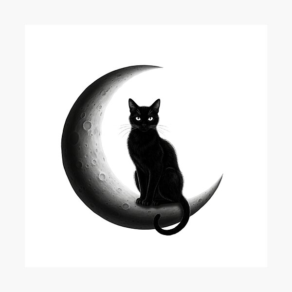Item preview, Cat and the moon designed and sold by GiftiqueNook.