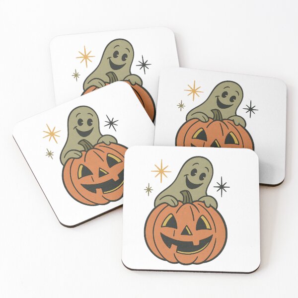 Item preview, Vintage Mid-Century Pumpkin Ghost Halloween Tee & Sticker – Retro Spooky Design designed and sold by GeniePixel.