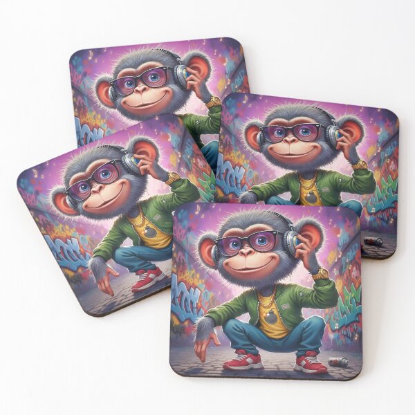 Item preview, Cool Hip Hop Monkey with Headphones and Graffiti Street Art designed and sold by Pixel Pout.